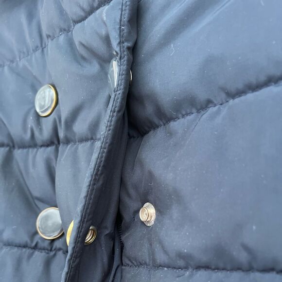 Baby Gap dark blue hooded coat,double breasted,ruched hemline,quilted pattern 3T - Picture 6 of 9